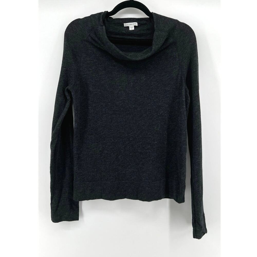 Standard James Perse | Women's Cowl Neck Long Sleeve Top Charcoal Gray Size 2